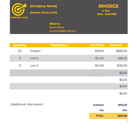 Invoice With Logo and Rows