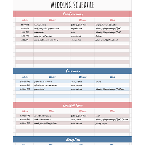 Handwritten Schedule