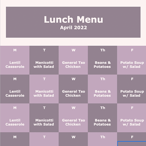 Lunch Calendar