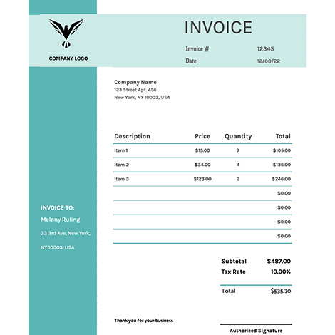 Corner Hues Invoice with Logo