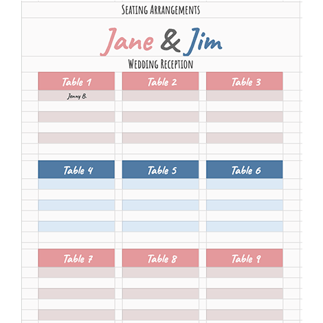 Seating Arrangement Chart