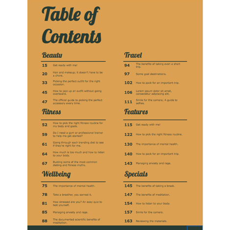 Menu-Style Table of Contents