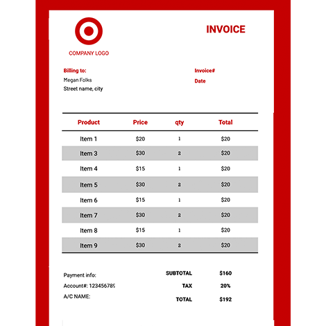 Framed Invoice