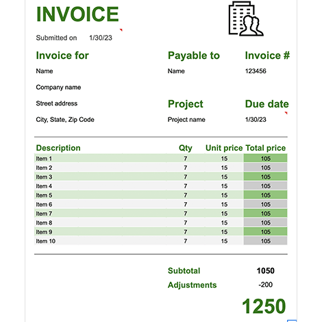 Basic Itemized Invoice